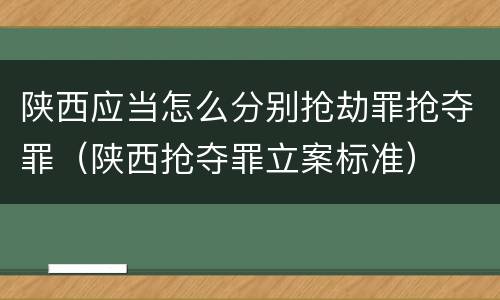 陕西应当怎么分别抢劫罪抢夺罪（陕西抢夺罪立案标准）
