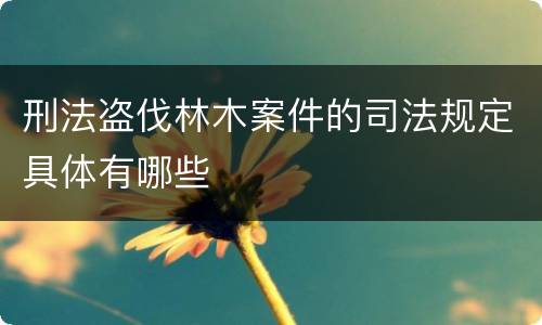 刑法盗伐林木案件的司法规定具体有哪些