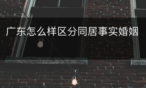 广东怎么样区分同居事实婚姻