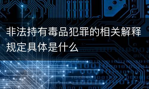 非法持有毒品犯罪的相关解释规定具体是什么