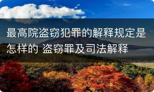 最高院盗窃犯罪的解释规定是怎样的 盗窃罪及司法解释