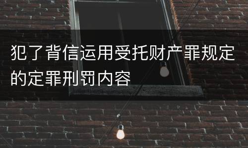 犯了背信运用受托财产罪规定的定罪刑罚内容