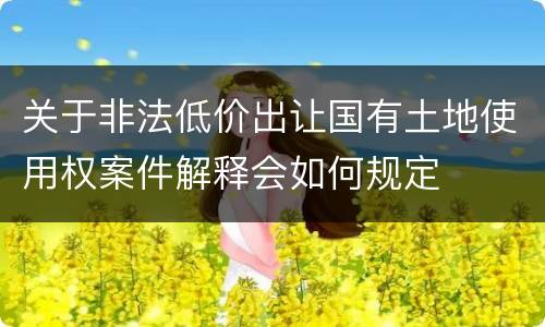 关于非法低价出让国有土地使用权案件解释会如何规定