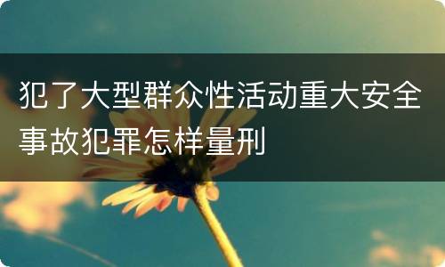 犯了大型群众性活动重大安全事故犯罪怎样量刑