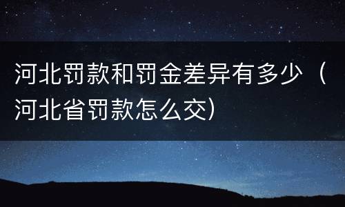 河北罚款和罚金差异有多少（河北省罚款怎么交）