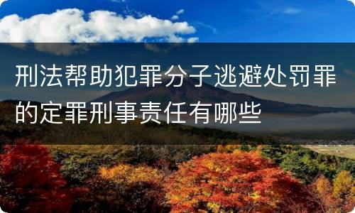 刑法帮助犯罪分子逃避处罚罪的定罪刑事责任有哪些