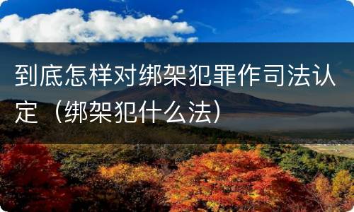 到底怎样对绑架犯罪作司法认定（绑架犯什么法）