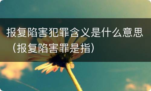 报复陷害犯罪含义是什么意思（报复陷害罪是指）