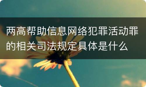 两高帮助信息网络犯罪活动罪的相关司法规定具体是什么