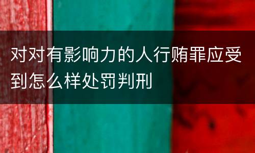 对对有影响力的人行贿罪应受到怎么样处罚判刑