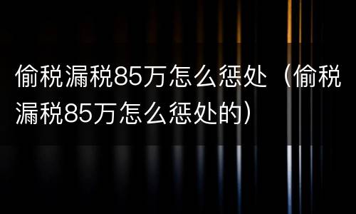 偷税漏税85万怎么惩处（偷税漏税85万怎么惩处的）