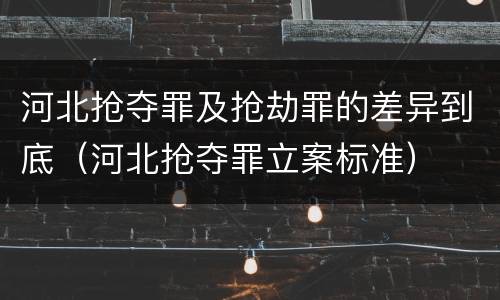 河北抢夺罪及抢劫罪的差异到底（河北抢夺罪立案标准）