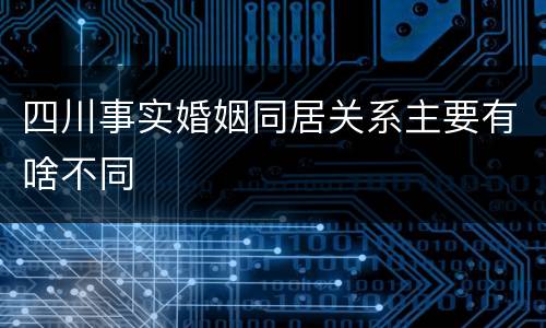 四川事实婚姻同居关系主要有啥不同