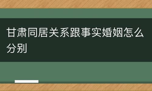 甘肃同居关系跟事实婚姻怎么分别