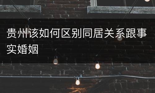 贵州该如何区别同居关系跟事实婚姻