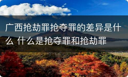 广西抢劫罪抢夺罪的差异是什么 什么是抢夺罪和抢劫罪