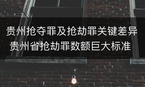 贵州抢夺罪及抢劫罪关键差异 贵州省抢劫罪数额巨大标准