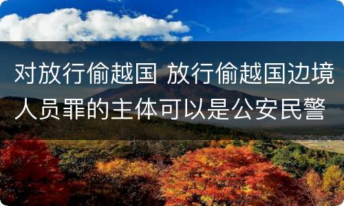对放行偷越国 放行偷越国边境人员罪的主体可以是公安民警吗