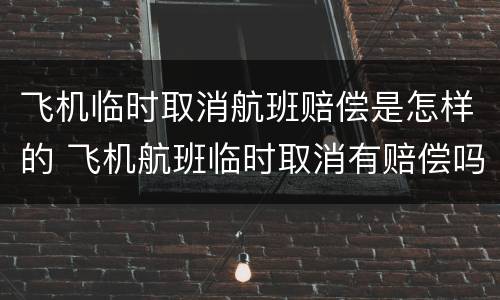 飞机临时取消航班赔偿是怎样的 飞机航班临时取消有赔偿吗