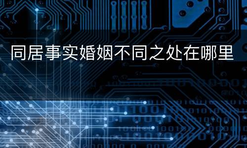 同居事实婚姻不同之处在哪里