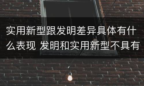 实用新型跟发明差异具体有什么表现 发明和实用新型不具有什么特性