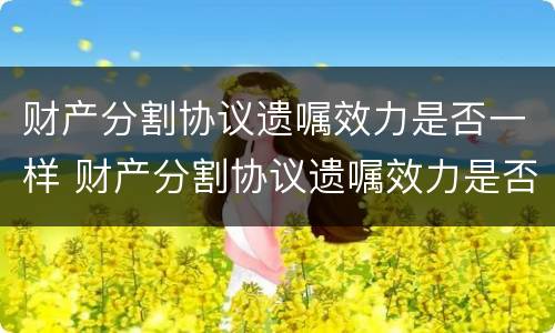 财产分割协议遗嘱效力是否一样 财产分割协议遗嘱效力是否一样有效