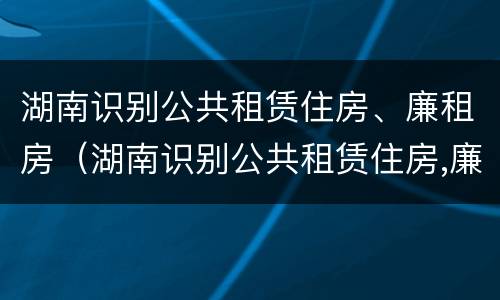 湖南识别公共租赁住房、廉租房（湖南识别公共租赁住房,廉租房的标准）