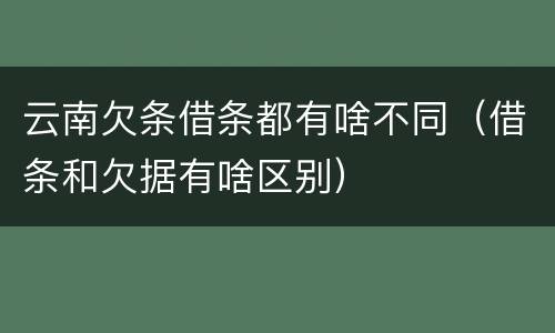 云南欠条借条都有啥不同（借条和欠据有啥区别）