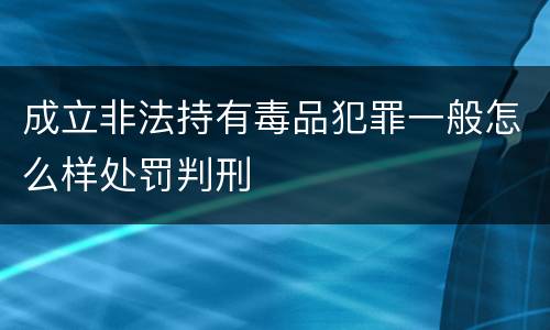 成立非法持有毒品犯罪一般怎么样处罚判刑