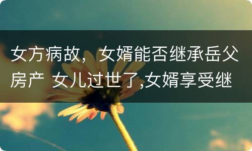 女方病故，女婿能否继承岳父房产 女儿过世了,女婿享受继承权吗?