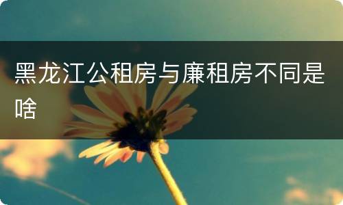 黑龙江公租房与廉租房不同是啥