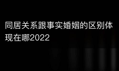 同居关系跟事实婚姻的区别体现在哪2022