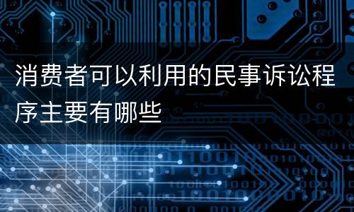 消费者可以利用的民事诉讼程序主要有哪些