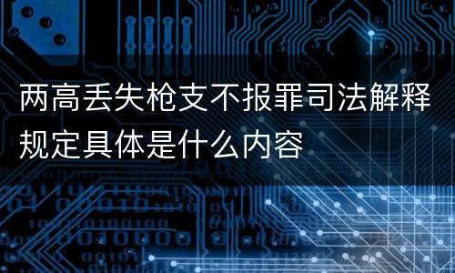 两高丢失枪支不报罪司法解释规定具体是什么内容