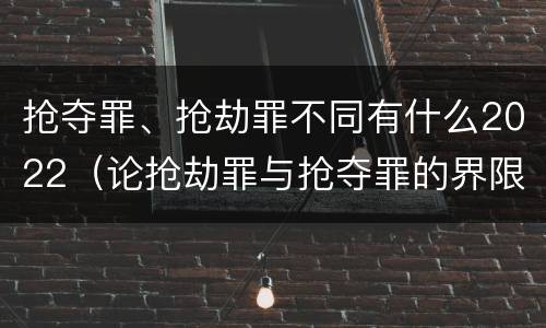 抢夺罪、抢劫罪不同有什么2022（论抢劫罪与抢夺罪的界限）