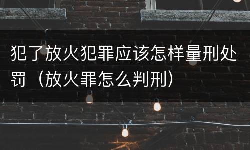 犯了放火犯罪应该怎样量刑处罚（放火罪怎么判刑）