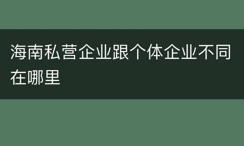 海南私营企业跟个体企业不同在哪里
