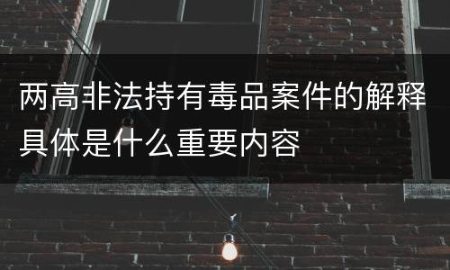 两高非法持有毒品案件的解释具体是什么重要内容