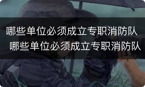 哪些单位必须成立专职消防队 哪些单位必须成立专职消防队组织