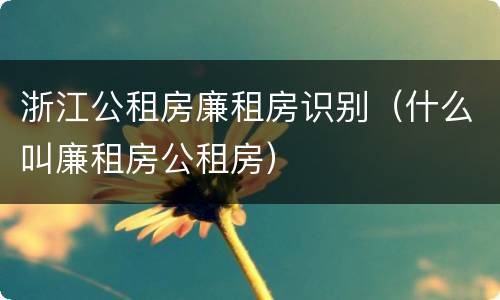 浙江公租房廉租房识别（什么叫廉租房公租房）