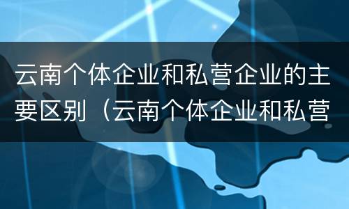 云南个体企业和私营企业的主要区别（云南个体企业和私营企业的主要区别是什么）