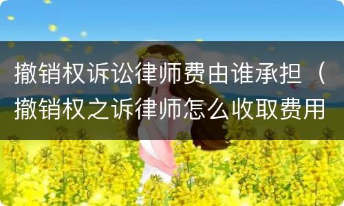 撤销权诉讼律师费由谁承担（撤销权之诉律师怎么收取费用）