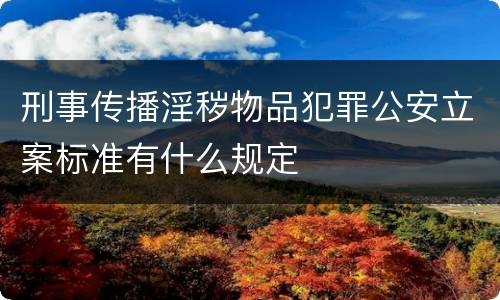 刑事传播淫秽物品犯罪公安立案标准有什么规定