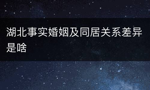 湖北事实婚姻及同居关系差异是啥