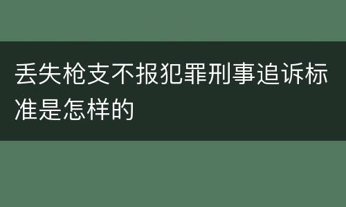 丢失枪支不报犯罪刑事追诉标准是怎样的