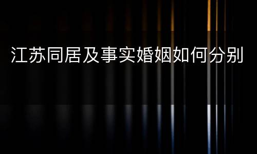 江苏同居及事实婚姻如何分别
