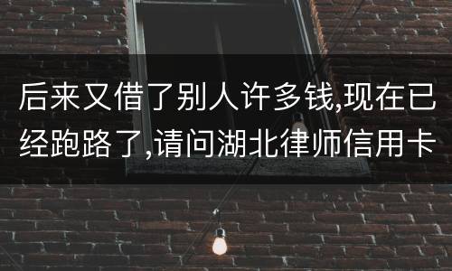 后来又借了别人许多钱,现在已经跑路了,请问湖北律师信用卡借钱不还会怎样呢