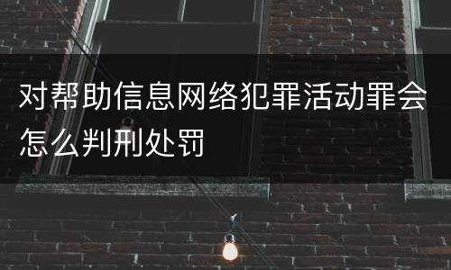 对帮助信息网络犯罪活动罪会怎么判刑处罚