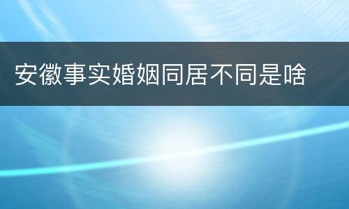 安徽事实婚姻同居不同是啥