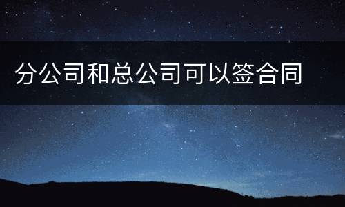 分公司和总公司可以签合同